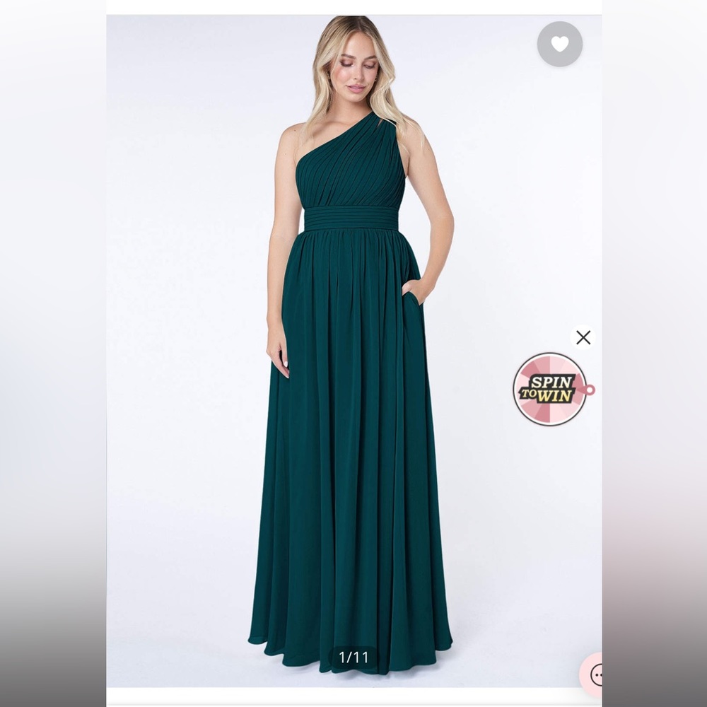 Azazie One-Shoulder Maxi Dress in Deep Teal